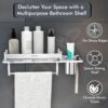 Plantex Stainless Steel Bathroom Shelf/Multipurpose Bathroom Shelf for Wall/Attached Tumbler and Napkin Holder for WashBasin(15 Inches)