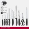 Victorinox “Swiss Classic” Set of 9 Kitchen Black Tools in a Beige Wooden Block, for Home and Professional use, Stainless Steel, Swiss Made, Standard