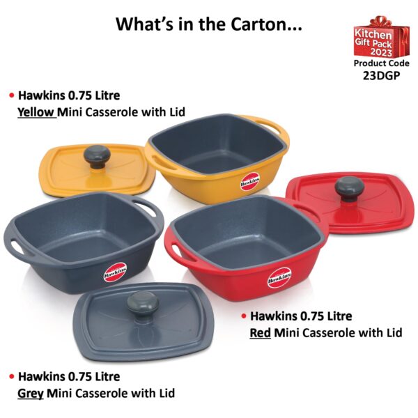 1774206873_Hawkins-Kitchen-Gift-Pack-2023-23DGP-3-Pieces-Set-of-Die-Cast-Square-Mini-Casseroles-for-Cooking-Reheating-Serving-and-Storing-Red-Yellow-Grey-2.25-litre.jpg Hawkins Kitchen Gift Pack 2023 (23DGP) 3 Pieces Set of Die-Cast Square Mini Casseroles for Cooking, Reheating, Serving and Storing, Red, Yellow, Grey, 2.25 litre