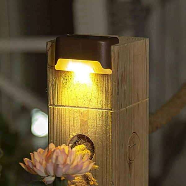 Solar Light Outdoor Waterproof Step Lights Deck Lighting for Steps Stairs Paths Garden Fences Pathway,Outdoor Solar Deck Lights [ Pack of 4, Warm Yellow Light ]
