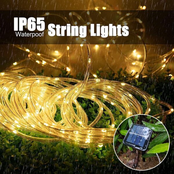 Litverse Solar Rope Lights | 12Meter |100 Led | 8 Modes Fairy Lights | Outdoor Decoration | Waterproof Festive Lighting | Garden, Yard, Balcony, Party,Festival Restaurant,Diwali Décor - Wamwhite