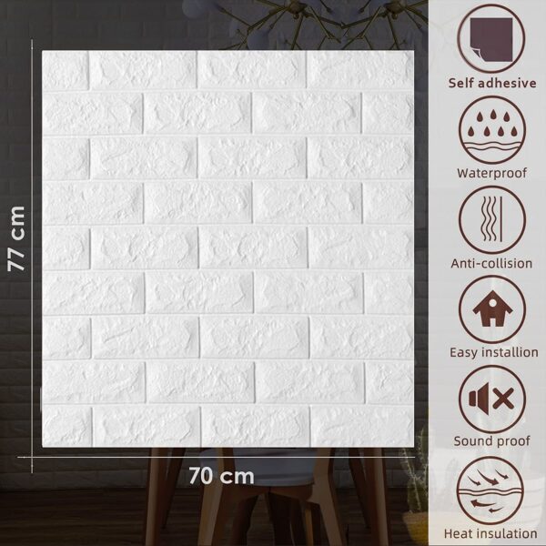 Wall Stickers Wallpaper PE Foam Brick Design DIY Decal (70 x 77 cm) 3D Frames PVC DIY Self Adhesive