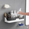 Self Adhesive Bathroom Shelf with 2 Soap Holders | No Drilling Wall Mounted Storage Rack for Shower, Kitchen & Wash Basin | Rust Resistant ABS Plastic Organizer