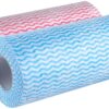 Amazon Brand - Presto! Non-Woven Kitchen Towel Roll | 160 Pulls | Blue & Red Kitchen Cloth | 80 Pulls X 2 Rolls | Food Safe | Lint-free and Residue-Free | Washable and Reusable | Highly Absorbent
