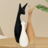 Lasaki Deer Family Set of 3 bwg Ceramic Figurine showpiece Artifact Abstract Animal Statue for Indoor, Home, Office Decor, (D - 7 X H - 27 cm), (Black, White, Ginger)