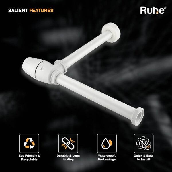 Ruhe® ABS Bottle Trap for Washbasins | Matte Finish Bottle Trap with Wall Flange| 12 Inches Pipe | Round | Ivory | Adjustable Height for Bathroom & Kitchen |Anti Cockroach Tarp