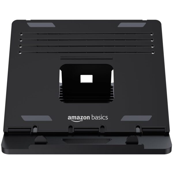 amazon basics Adjustable Laptop Riser Stand | Wide Compatibility | Multiple Adjustable Angles | Ventilated & Secure Design