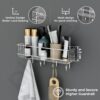Plantex Stainless Steel Self Adhesive Bathroom Shelf/No Drill Bathroom Organizer with Hooks/Washroom Shelf- Pack of 1(Chrome)