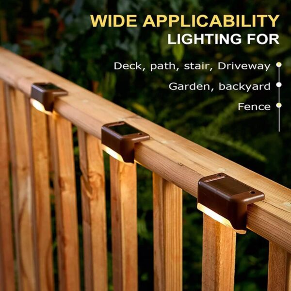 Solar Light Outdoor Waterproof Step Lights Deck Lighting for Steps Stairs Paths Garden Fences Pathway,Outdoor Solar Deck Lights [ Pack of 4, Warm Yellow Light ]