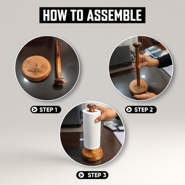 Vintageware® Handcrafted Wooden Kitchen Tissue Paper Roll Stand Holder, Foil Holder (Gem Top) || Kitchen Accessories, Towel Roll Stand Holder, Napkin & Tissue Dispenser Holder Stand (Mango Wood)