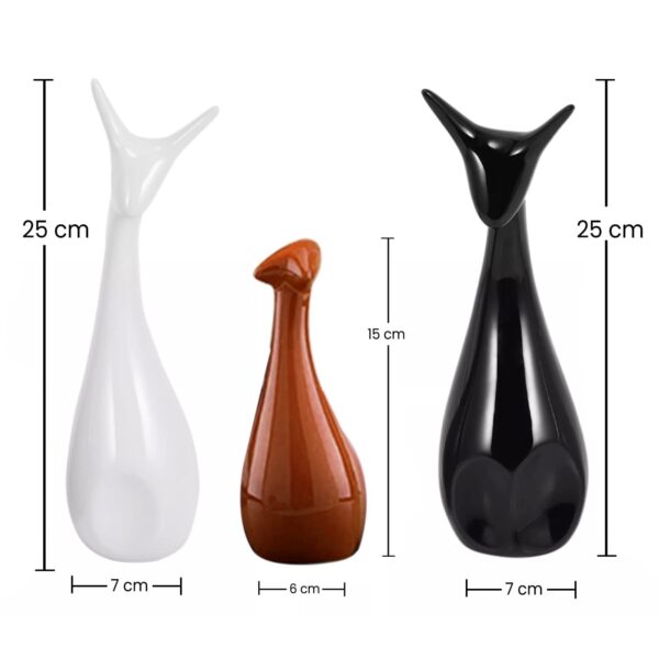 Deer Family Showpieces | Decorative Item for Home Living Room | Antique Artpiece for TV Unit Centre Table | Gift for House Warming | Ceramic Figurine (Black Brown & White)
