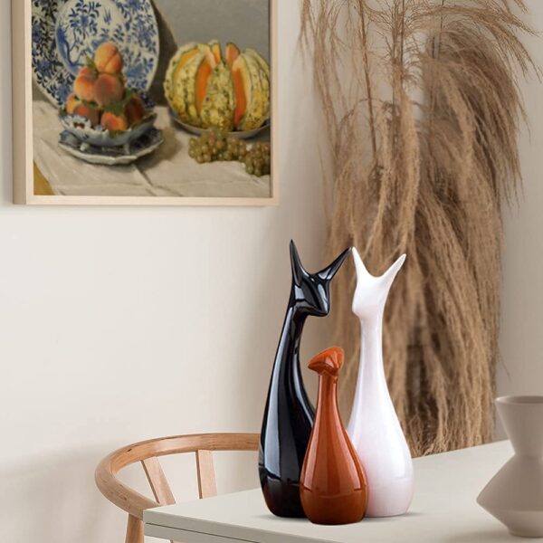 Deer Family Showpieces | Decorative Item for Home Living Room | Antique Artpiece for TV Unit Centre Table | Gift for House Warming | Ceramic Figurine (Black Brown & White)