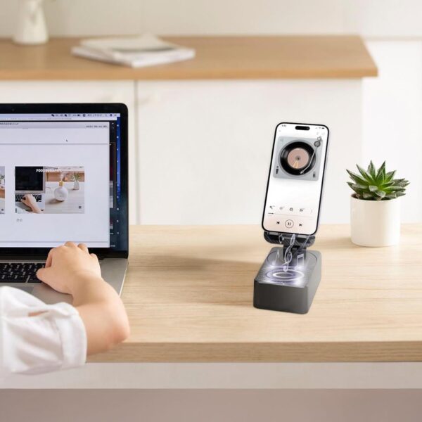 MORADIYA Fresh Cell Phone Stand with Wireless Bluetooth Speaker| Mobile Stand with Rotating 360-degree| Foldable Mobile Phone Desk Holder| Wireless Speaker with Stand - 3 in 1 Mobile Phone Holder