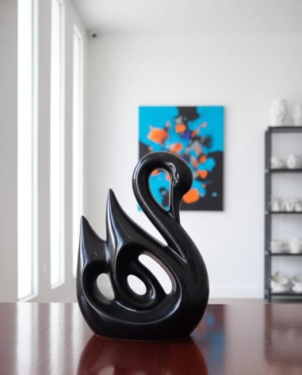 Modern Abstract Family Figurine Sculpture for Home Decor – Minimalist Ceramic Couple & Child Statue Showpiece for Living Room, Bedroom,Shelf Decoration (Swan Couple)