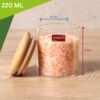 glass jars with wooden lid glass jar set food storage containers Borosilicate glass jar Set/Suit for Sugar, Tea, and Other Dry food storage (220ML JARS, 6 PCS, Transparent)