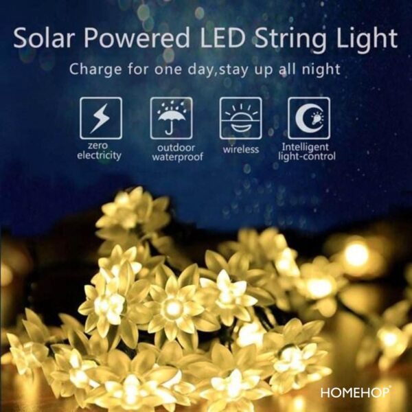 Homehop Solar Light Outdoor Garden 30 Led String Lotus Shape for Garden Balcony Terrace, Lawn Wall Waterproof Rechargeable Decorative Lamp Diwali Decoration Item (6.5 Meters,Warm Colour)