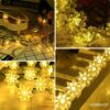 Homehop Solar Light Outdoor Garden 30 Led String Lotus Shape for Garden Balcony Terrace, Lawn Wall Waterproof Rechargeable Decorative Lamp Diwali Decoration Item (6.5 Meters,Warm Colour)