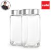 CELLO Qube Fresh Glass Storage Jar with See Through Lid Set of 2, (1000ml x 2), Transparent | Food Grade, Stackable, Easy Storage Jar | Air Tight Kitchen Glass Jar For Cookies Snacks Pulses Dry Fruits
