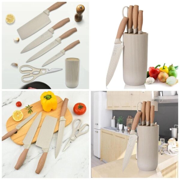 1774272881_Kitchen-Knife-Set-with-Block-6-Pieces-Stainless-Steel-Blades-Wooden-Finish-Handle-Includes-Chef-Utility-Knife-Cleaver-Paring-Knife-Kitchen-Scissors.jpg Kitchen Knife Set with Block, 6 Pieces, Stainless Steel Blades, Wooden Finish Handle, Includes Chef, Utility Knife, Cleaver, Paring Knife, Kitchen Scissors