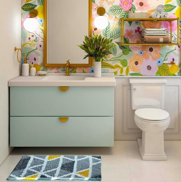 Roseate Mosaic Super Soft (40x60 cm) Microfibre 2000 GSM Bath Mat Super Absorbent Anti-Skid Door Mats for Home/Bathroom Mat/Bedroom/Kitchen/Floor Mat (Grey) Pack of 1