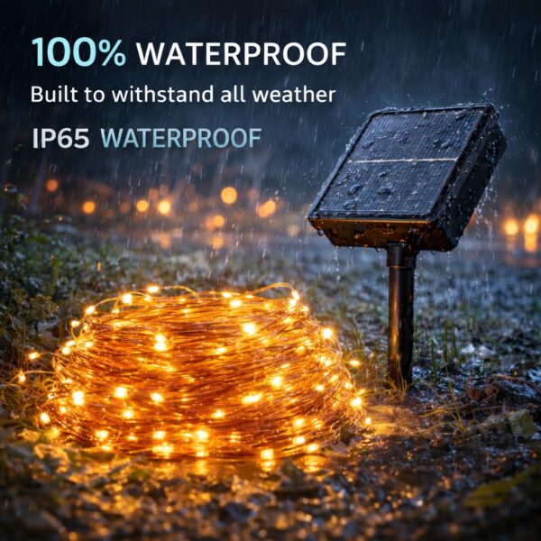 Gesto Solar Fairy Lights Outdoor Waterproof IP65, 200 LED Warm White Copper Wire String Lights with 8 Lighting Modes, Auto ON Off Dusk to Dawn, Garden, Patio, Fence, Party, Diwali Decoration (72 FT)