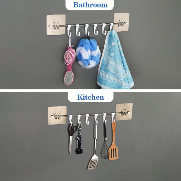 1774282505_GOLWYN-Premium-Self-Adhesive-Kitchen-Accessories-Items-Organizer-Rack-Stand-Wall-Hanging-Hooks-Strong-Without-DrillingBathroom-Door-Cloth-Hanger-9-Hooks-Stainless-Steel.jpg GOLWYN Premium Self Adhesive Kitchen Accessories Items Organizer Rack Stand, Wall Hanging Hooks Strong Without Drilling/Bathroom Door Cloth Hanger (9 Hooks), Stainless Steel