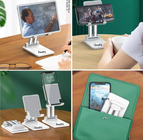 SOOPII Desktop Premium-A Quality Mobile Phone Stand + Tablet Stand, Tab Stand, Mobile Holder, Adjustable & Foldable Mobile Stand, Stand for Mobile Phone and Tablet (Up to 10.3 inches) (DM01i)