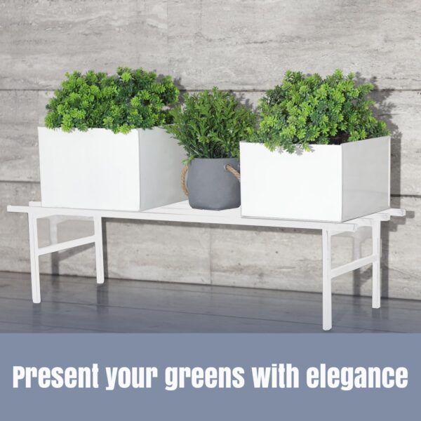Pivalo Rectangle Plant Stand Anti-Rust Metal Flower Pot Holder 120 kg Capacity Outdoor and Indoor Planters Gamla Stands for Balcony & Living Room Home Decor (Pack of 4, White)