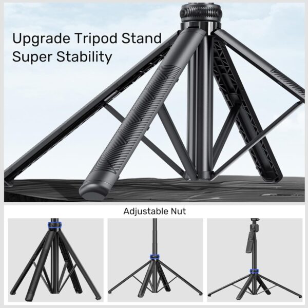 FKU C17 Auto Face Tracking AI Gimbal Selfie Stick Tripod Stand, Detachable Bluetooth Remote Compatible for iPhone/Android, Best for Vlogging/Photo Shoot (C17 AUTO FACE Tracking SEFIE Stick)