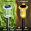 DenicMic Solar Lights Outdoor 15 Pack Waterproof 3000K Warm White LED Stainless Steel Stake Outside Lights for Yard Pathway Garden Driveway Walkway Landscape Path Lighting