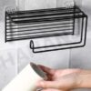Royal Brothers Self Adhesive Toilet Paper Holder/Tissue Paper Roll Holder with Mobile Stand/Towel Bar Hanger Storage Rack/Bathroom Accessories (Black)