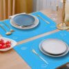 Silicone Baking Mat Roti mat for Kitchen Chapati matAtta Kneading Mat Non Stick Fondant Dough Rolling mat Cake Pad Cooking (50 * 40 cm Blue)