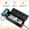Amazon Basics Cable Management Box with Phone Stand | Cord Organizer Hides Extension Board, Power Strips, Surge Protector, Cords, Wire, Router | TV Cord Box for Desktop, Floor, Home, Office | Black