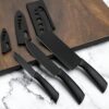 Knife Set for Kitchen Professional 3 Pieces High Carbon Stainless Steel Colour Printed Coated Chef Knife Utility Knife Cutting Knife Kitchen Knives with Ergonomic Handle (Black)