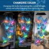 Solar Powered LED Hummingbird Wind Chime, Color Changing Outdoor Garden Light, Mobile Hanging Decoration with Blue Crystal Birds