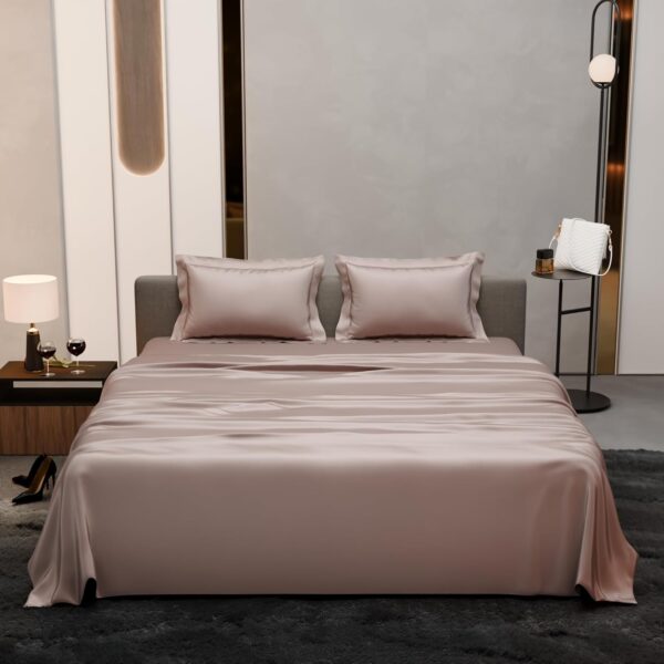 Stoa Paris Double Bedsheet with 2 Pillow Covers, 300 TC UltraSatin Premium Bedding Set, Aesthetic Home Decor, Gift for Couples,Wedding, Anniversary,Date Night - Champagne