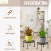 Pivalo Round Plant Stand Galvanised Metal Gamla Support Corner Rack Display Shelf Indoor & Outdoor Flower Pot Holder for Planters Home Garden Balcony Decoration (Pack of 4, Black)