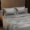 Stoa Paris Double Bedsheet with 2 Pillow Covers, 300 TC UltraSatin Premium Bedding Set, Aesthetic Home Decor, Gift for Couples, Wedding, Anniversary, Date Night - Harbour Mist Grey