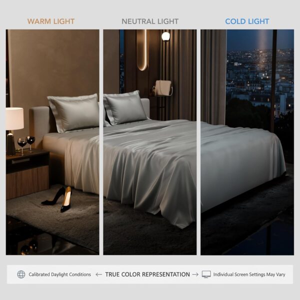 Stoa Paris Double Bedsheet with 2 Pillow Covers, 300 TC UltraSatin Premium Bedding Set, Aesthetic Home Decor, Gift for Couples, Wedding, Anniversary, Date Night - Harbour Mist Grey