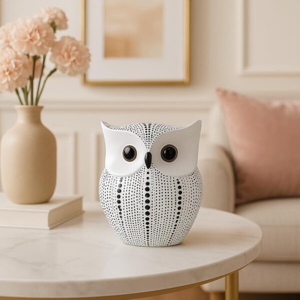Xtore® Modern Classy Lucky Owl Resin Art Figure Showpiece -(Pack of 1, White)