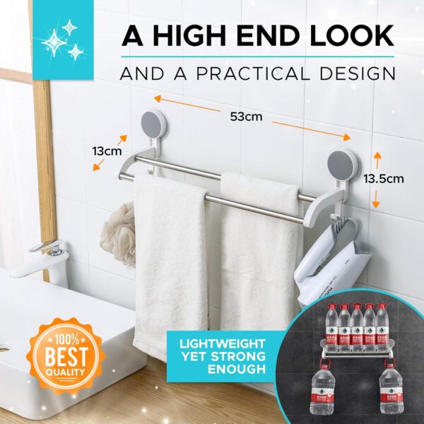 NEVADRILL Stainless Steel Wall Mounted Self Adhesive Towel Napkin Holder Bar for Bathroom and Kitchen [Nr-1338], Silver