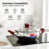 Prestige Stainless Steel 2 Pc Cookware Set with Glass Lid | Platina Popular | Fry Pan 24cm (2.25 L) | Kadai 24cm (2.8 L) | TRIPLY Base | Gas & Induction Compatible | Even Heating | 5Y Warranty | ISI