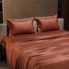 Stoa Paris Double Bedsheet with 2 Pillow Covers, 300 TC UltraSatin Premium Bedding Set, Aesthetic Home Decor, Gift for Couples, Wedding, Anniversary, Date Night - Melted Caramel