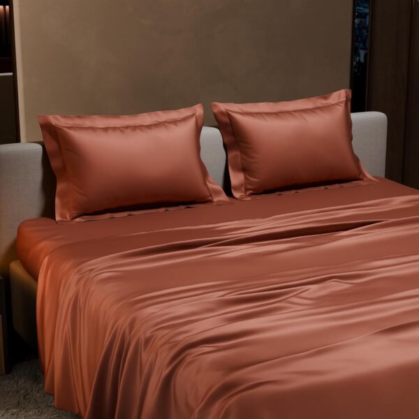 Stoa Paris Double Bedsheet with 2 Pillow Covers, 300 TC UltraSatin Premium Bedding Set, Aesthetic Home Decor, Gift for Couples, Wedding, Anniversary, Date Night - Melted Caramel