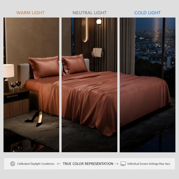 Stoa Paris Double Bedsheet with 2 Pillow Covers, 300 TC UltraSatin Premium Bedding Set, Aesthetic Home Decor, Gift for Couples, Wedding, Anniversary, Date Night - Melted Caramel