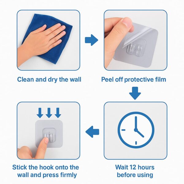 1774357296_Transparent-Self-Adhesive-Wall-Hooks-20-Pieces-–-Heavy-Duty-Clear-Sticky-Hooks-for-Bathroom-Kitchen-Door-Wall-–-Waterproof-No-Drill-Strong-Adhesive-Hook-Set.jpg Transparent Self Adhesive Wall Hooks (20 Pieces) – Heavy Duty Clear Sticky Hooks for Bathroom, Kitchen, Door & Wall – Waterproof No Drill Strong Adhesive Hook Set