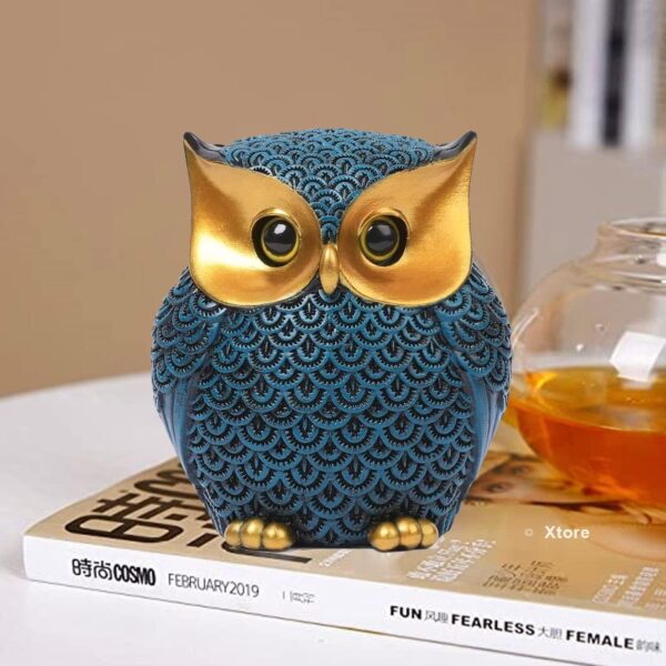 Xtore® Modern Classy Lucky Owl Resin Art Figure Showpiece (Blue), 1 Piece