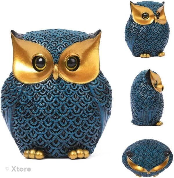 Xtore® Modern Classy Lucky Owl Resin Art Figure Showpiece (Blue), 1 Piece