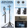 FKU C17 Auto Face Tracking AI Gimbal Selfie Stick Tripod Stand 3 in 1 Multifunctional Design, Detachable Bluetooth Remote Compatible for iPhone/Android, Best for Vlogging/Photo Shoot