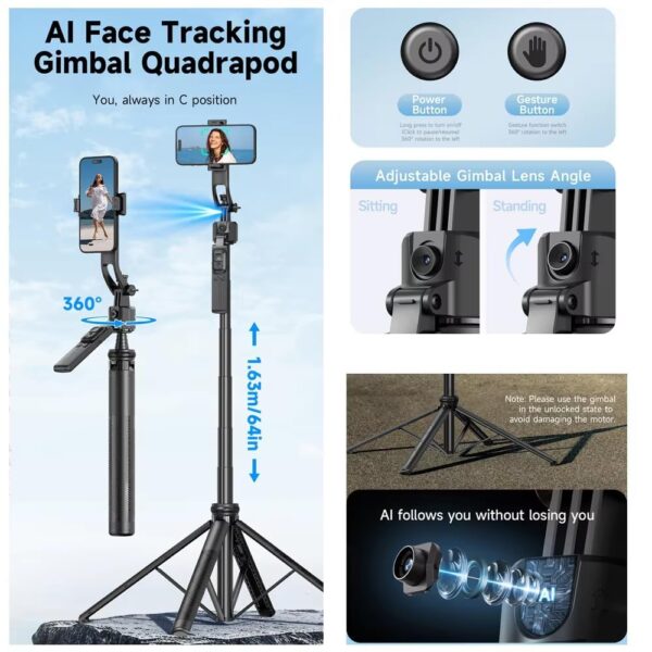1774367584_FKU-C17-Auto-Face-Tracking-AI-Gimbal-Selfie-Stick-Tripod-Stand-3-in-1-Multifunctional-Design-Detachable-Bluetooth-Remote-Compatible-for-iPhoneAndroid-Best-for-VloggingPhoto-Shoot.jpg FKU C17 Auto Face Tracking AI Gimbal Selfie Stick Tripod Stand 3 in 1 Multifunctional Design, Detachable Bluetooth Remote Compatible for iPhone/Android, Best for Vlogging/Photo Shoot